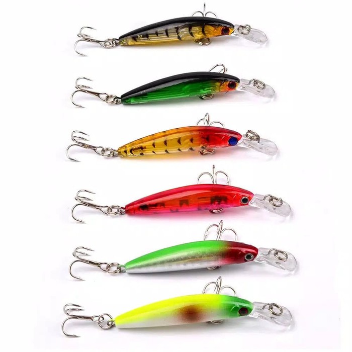 DISKON Kail Umpan pancing 6 pcs Artificial Minnow Fishing Lures 70mm 3.3g SEBELUM KEHABISAN