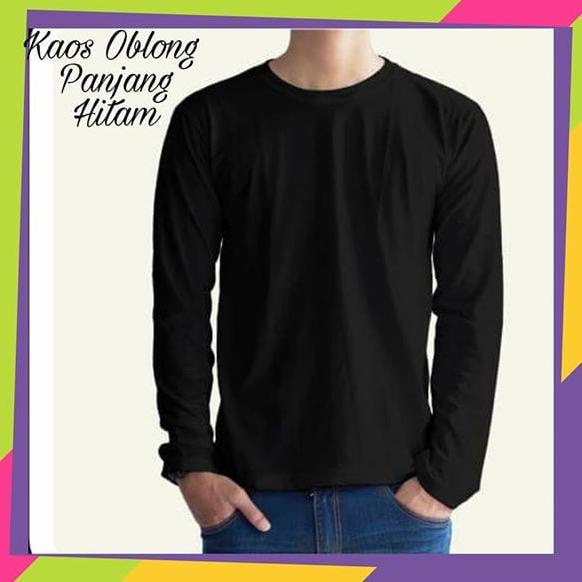 Baju Kaos Polos Lengan Panjang - Hitam