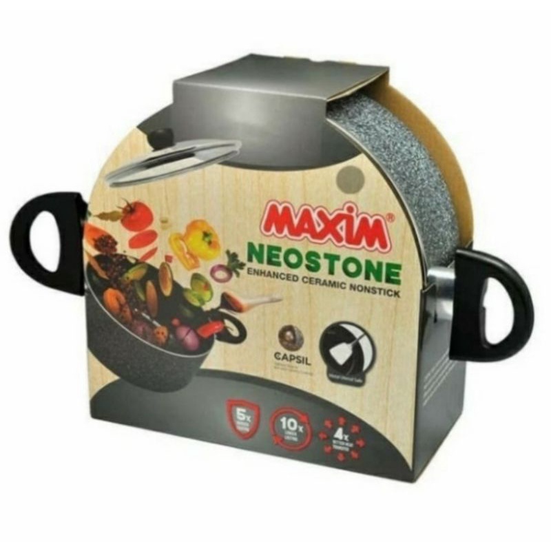 Panci maxim dutch oven neostone tutup kaca