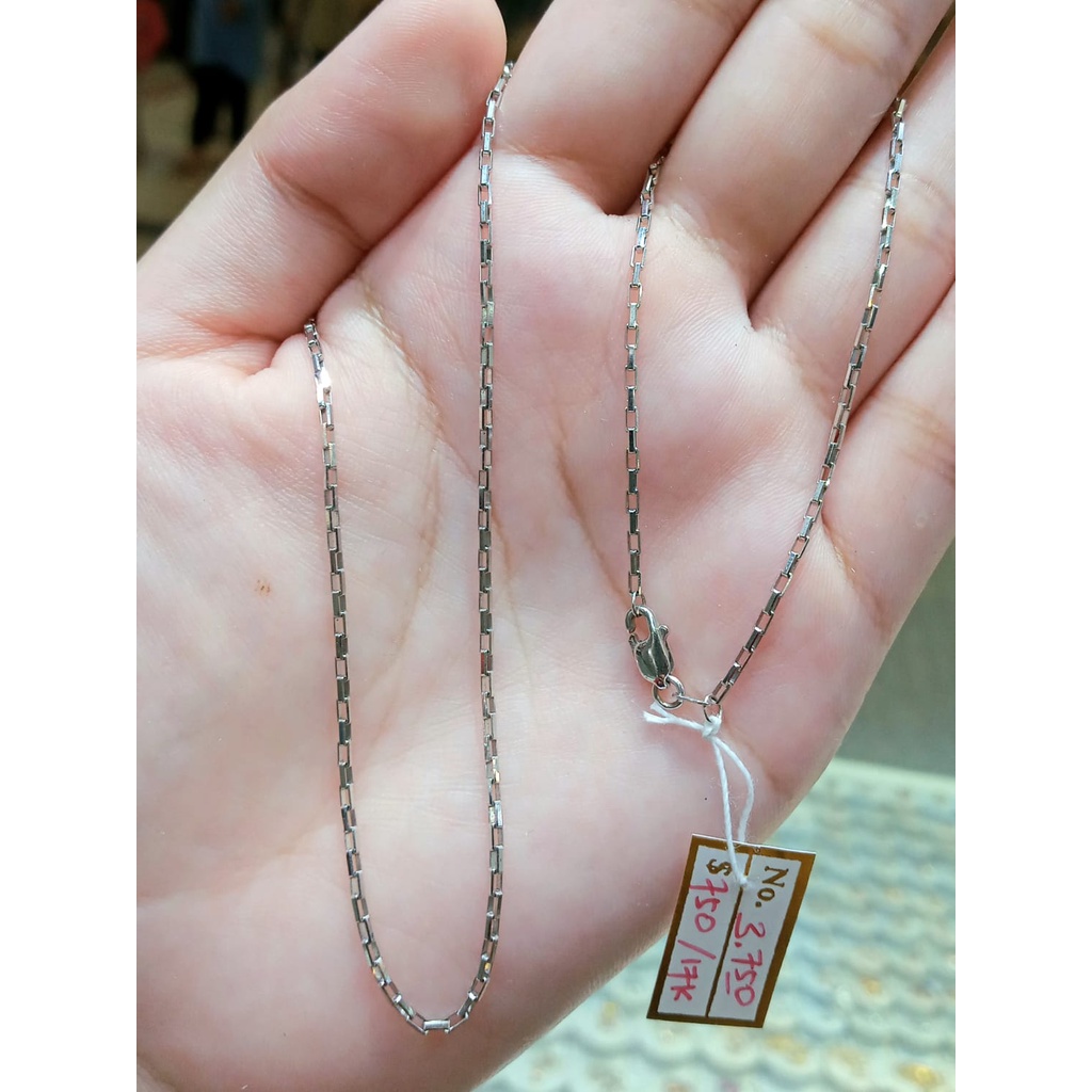 Kalung Emas Putih Rantai Italy Kotak Kadar 75% 3.75 Gram