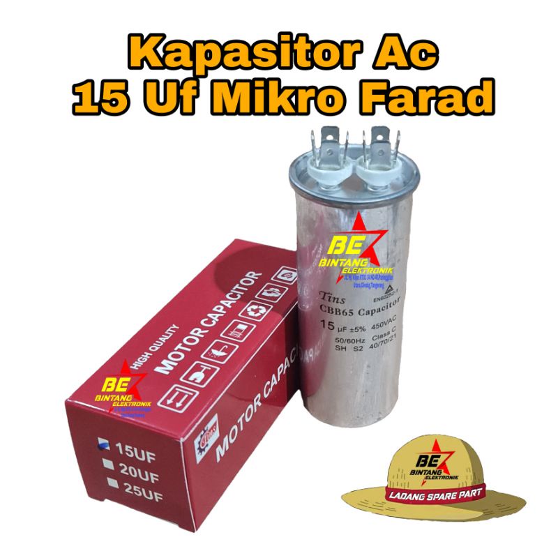 [COD] TINS KAPASITOR AC 15 UF CAPASITOR SINGLE AC 15UF CAPASITOR 15 MICRO 15 MIKRO Tins