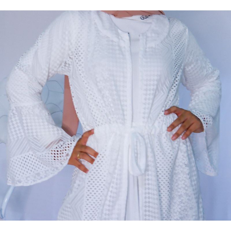 OUTER PANTAI/OOTD MANTAI/OUTER BROKAT/OUTER PUTIH