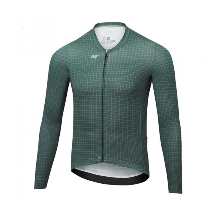 Jersey Sepeda Mysenlan Mens Long Sleeve Jersey Bona Green