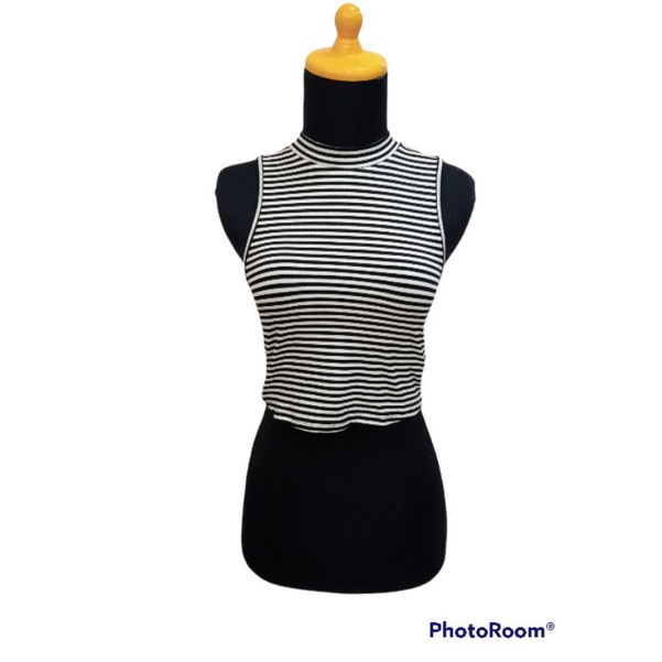 CROPTOP F21 STRIPE SLIM BRANDED EXPORT TERMURAH