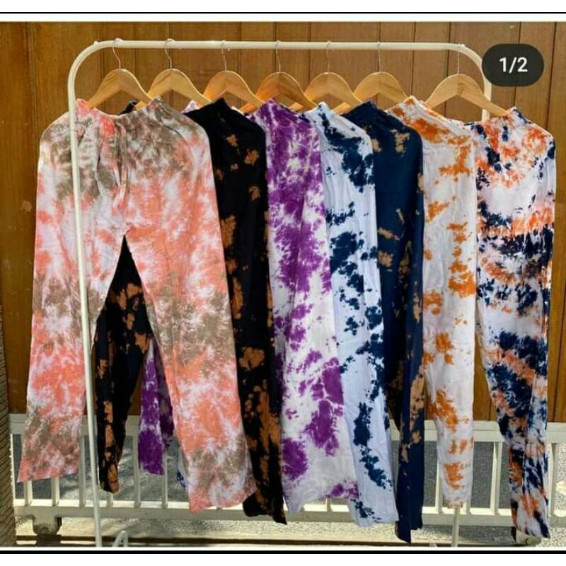 celana kulot tiedye/celana bali/celana panjang rayon/celana tiedye panjang/grosir celana tiedye