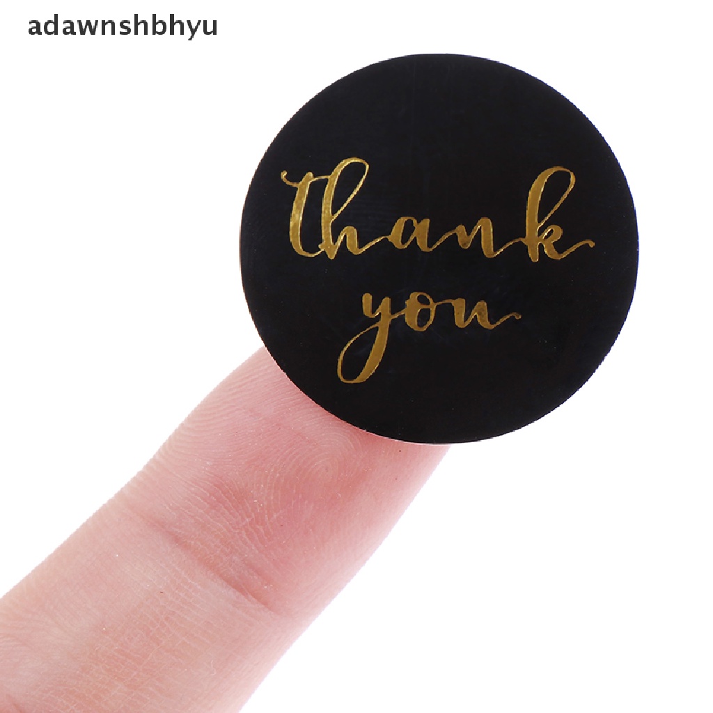 500 Pcs Stiker Label Segel Amplop Desain thank you Bahan foil Emas Warna Hitam Untuk Scrapbook