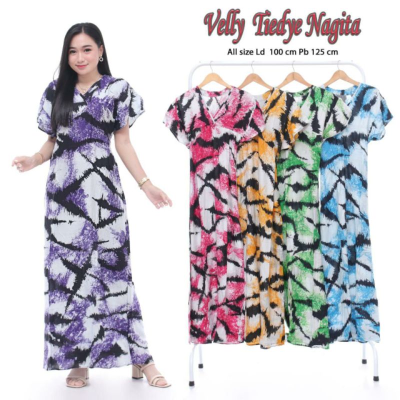 gaun velly Nagita " longdres lengan pendek" Daster murah