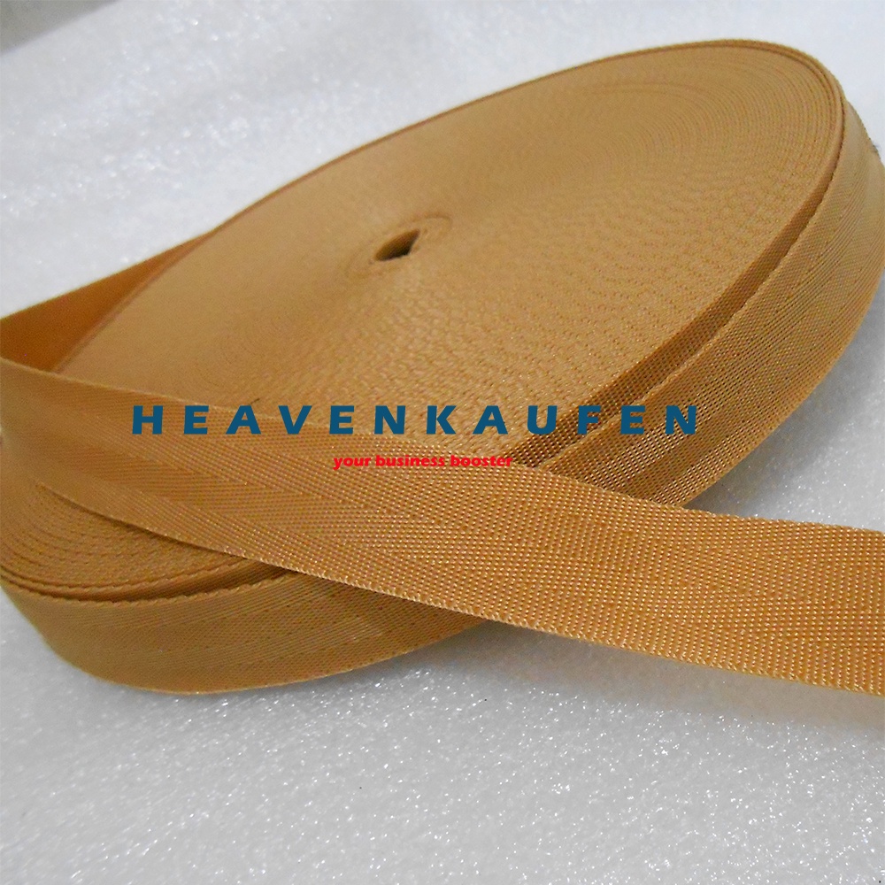 Webbing Motif Seatbelt Lebar 2,5 cm Warna Kopi Susu Murah Meteran