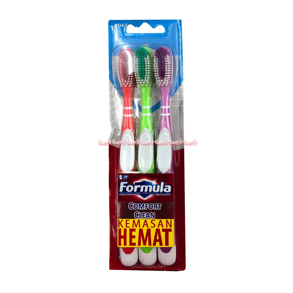 Formula Comfort Clean Kemasan Hemat Isi 3 Sikat Gigi Mantap Dipegang Anti Slip Toothbrush Komfort Tooth Brush