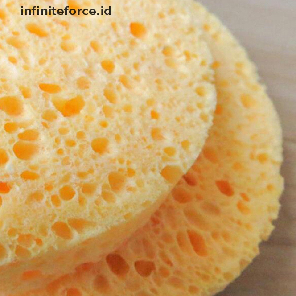 Infiniteforce.id 10Pcs / Set Spons Pembersih Wajah Bentuk Bulat Bahan Serat Kayu Untuk Makeup / Kosmetik Wanita