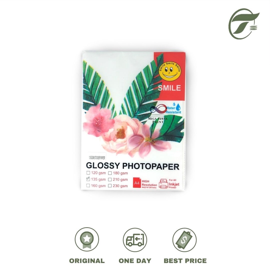 

PHOTO PAPER GLOSSY 210 GSM A4 WATER RESISTANT SMILE