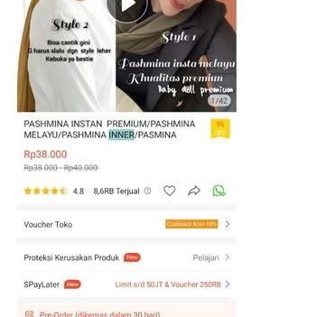 ➽ PASHMINA INSTAN PREMIUM/PASHMINA MELAYU/PASHMINA INNER/PASMINA MELAYU/PASMINA INSTAN/HIJAB INSTAN/