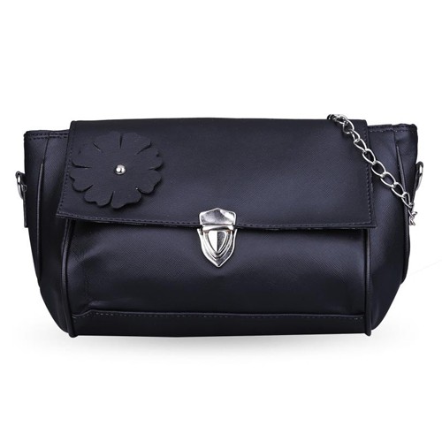 tas pundak wanita shoulder bag cewek hitam bunga tali rantai (2G2) bta273