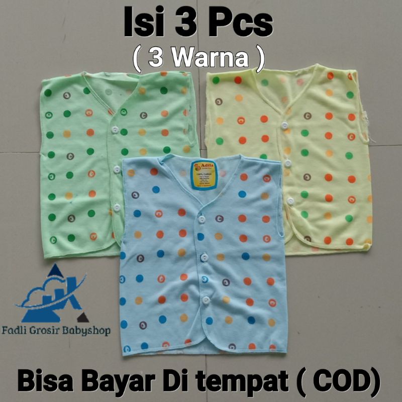 3 PCS Baju Bayi Lengan Kutung Polkadot