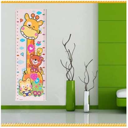 Height Measure Chart Wall Decal - Giraffe &amp; Friends Pattern