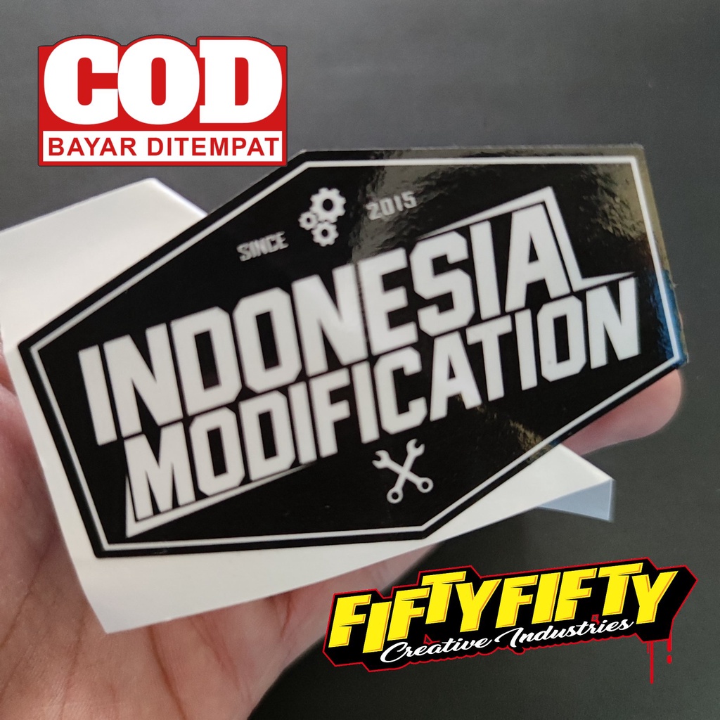 Stiker Print Cut INDONESIA MODIFICATION Stiker Printing Laminasi Glossy Tahan Air Stiker Motor Mobil Helm Sudah Membentuk Pola Desain