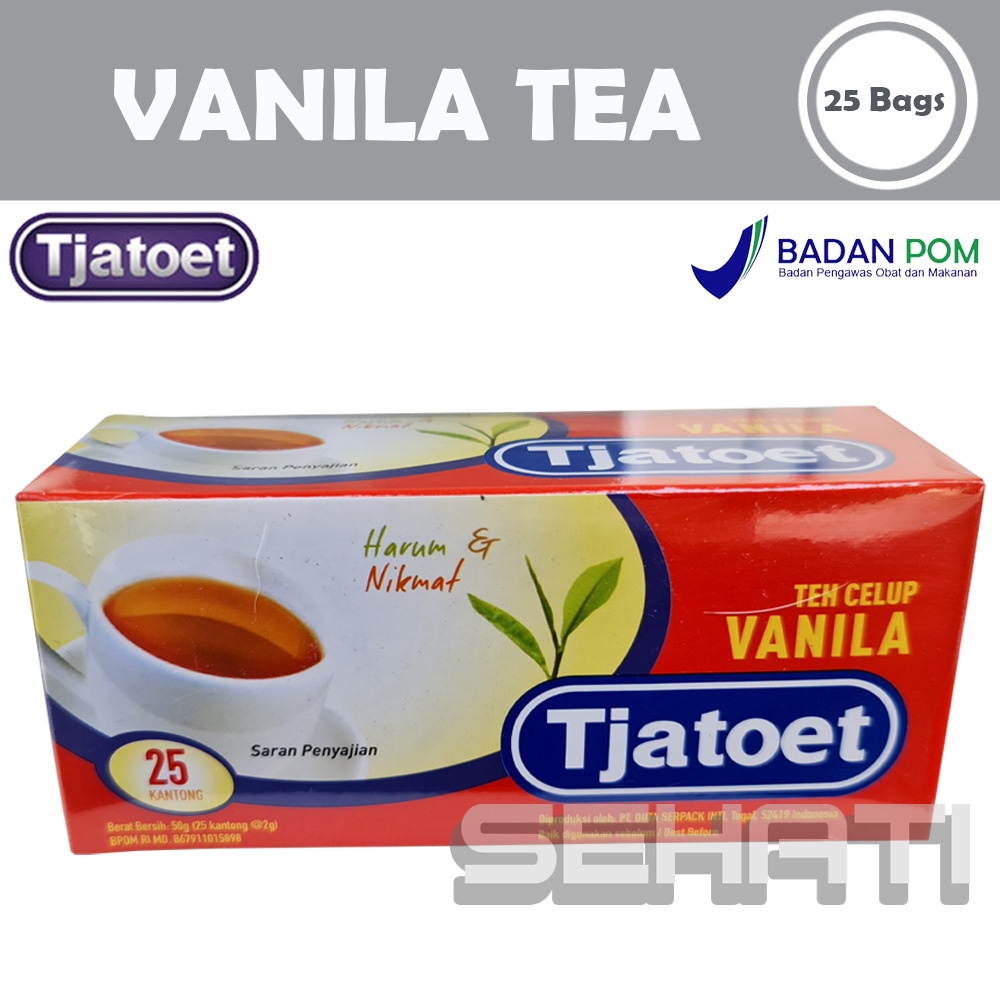 

Tjatoet Vanilla Tea Box = 25 Pcs - Teh Vanila Celup 25Pcs - 2Tang 2 Tang - Catut