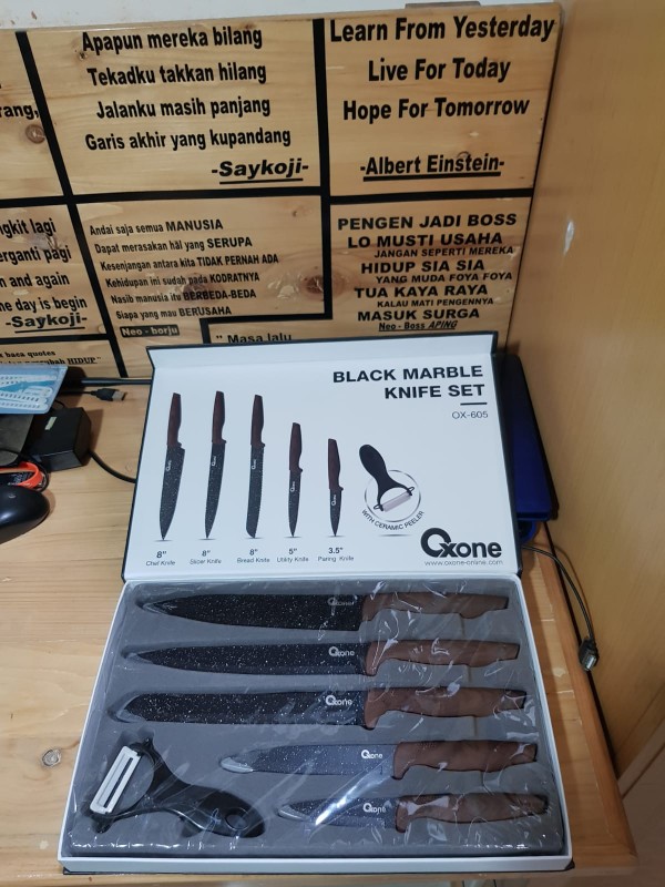 Oxone Black Marble Pisau Dapur Knife Set Ox-605 / Ox-609n - Hitam / Ox-608n - Warna / Ox-617 - Putih