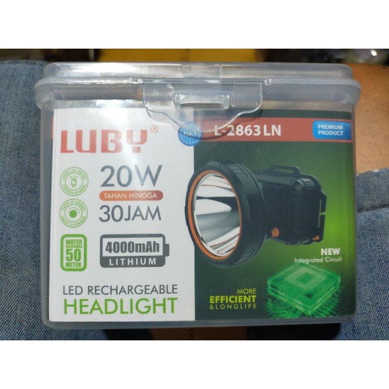 Senter Kepala / Headlamp Waterproof Luby 20 Watt L2863 / L-2863