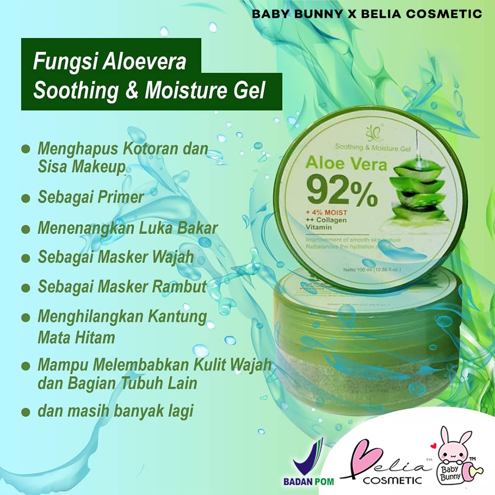 ❤ BELIA ❤ SYB Soothing &amp; Moisture Gel Aloe Vera 92% | Strawberry Plus Aloe Vera | Aloe Vera Plus Snail 93% | 100ml | BPOM