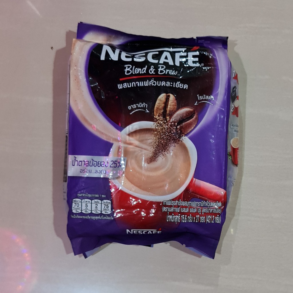 Nescafe Blend &amp; Brew Less Sugar / Kurang Gula Thailand 27 x 15.6 Gram