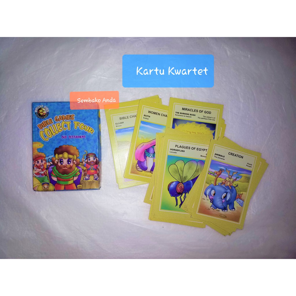 A) Kartu Kwartet Alkitab. Bible Games Collect Four. Old Testament. Sekolah Minggu.