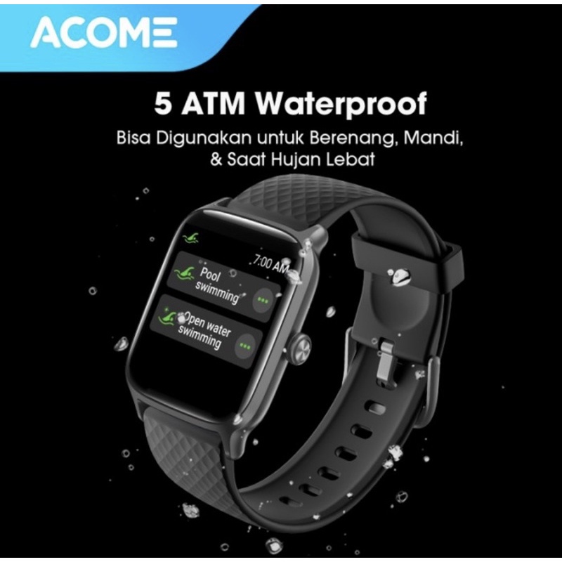 ACOME IOT Sport Smart Watch Tahan Air Bluetooth Monitor Kesehatan