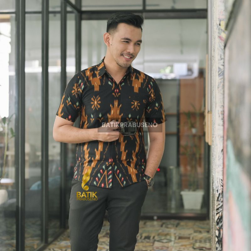 Gempita Lengan Pendek Batik Pria Slimfit Original Prabuseno Full Furing Modern Premium Branded Hem B