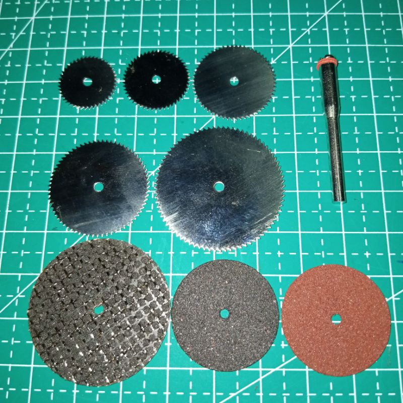 Set 9pcs Mata Gergaji dan Gerinda mini + Batang AS