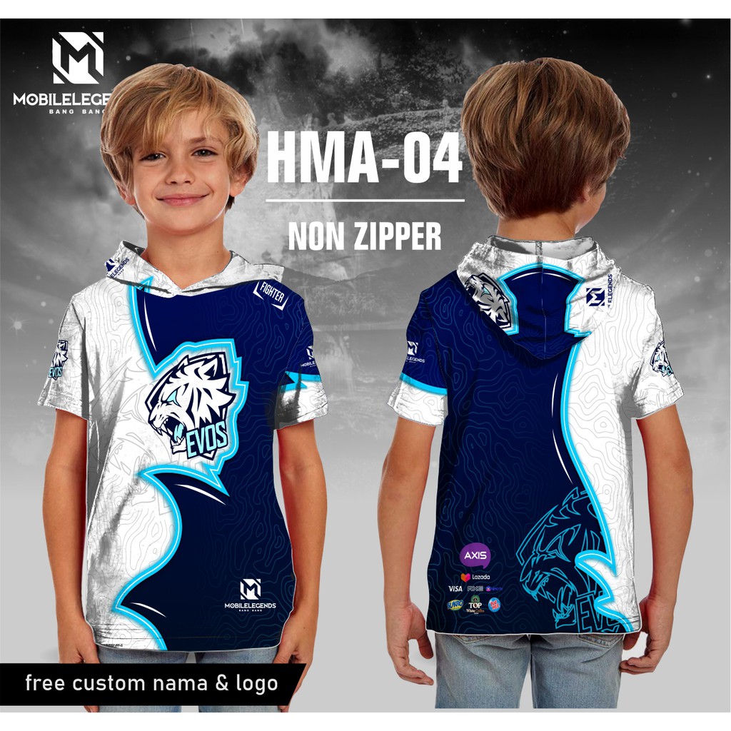 Jersey hoodie mobile legends evos anak baju kaos game ml