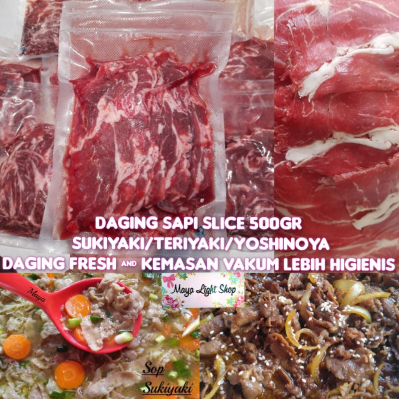 Sukiyaki Slice Daging sapi tipis Yakiniku Sukiyaki yoshinoya 500gr halal Us Aus Beef daging slice teriyaki