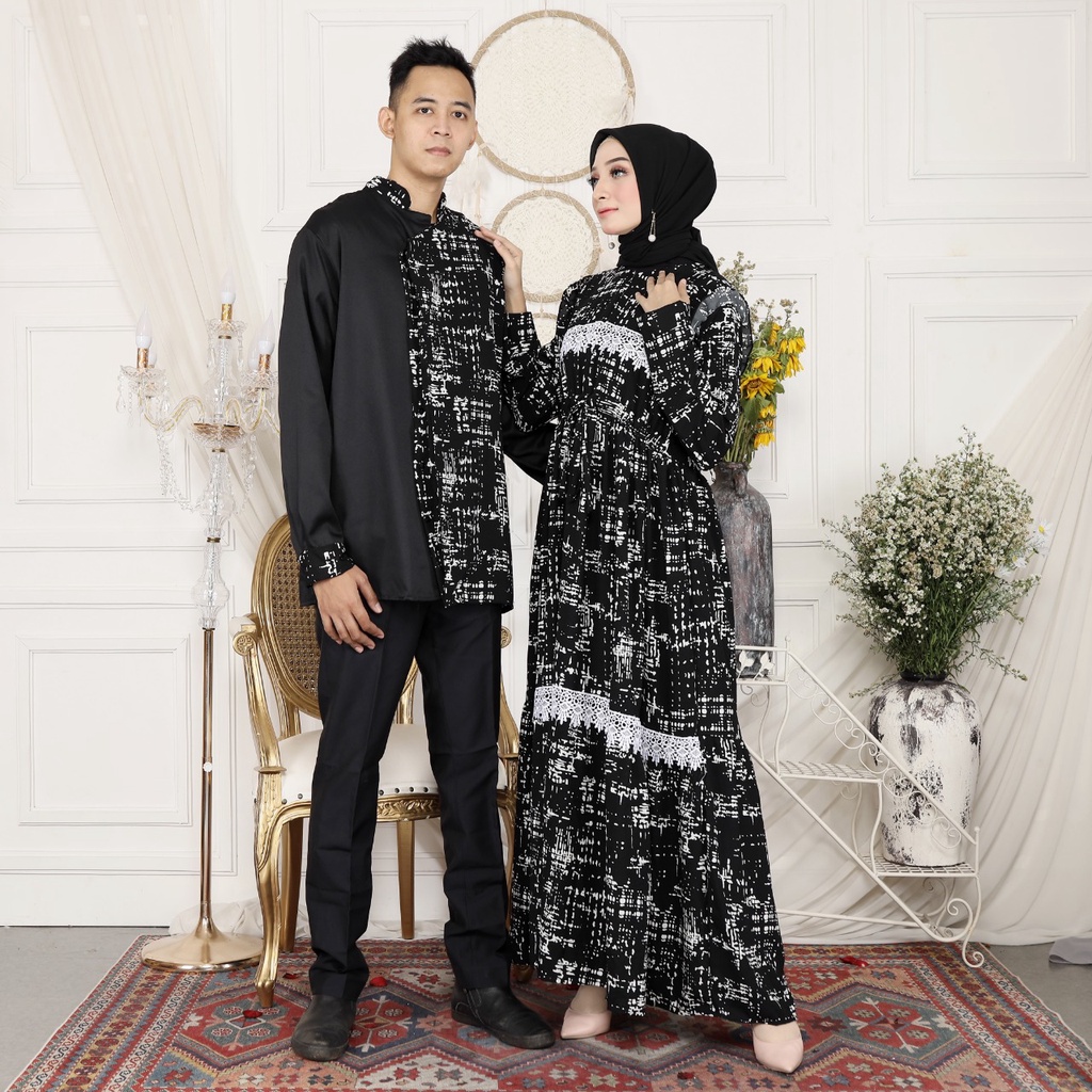 HOPYLOVY Baju Couple Muslim Pasangan Terbaru Bahan Wollpeach Bestie