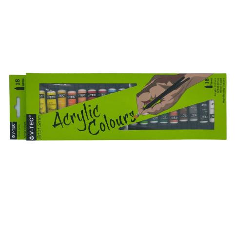 

```````] V-TEC ACRYLIC COLOURS 6 ML SET 18 / V-TEC CAT AKRILIK 18 WARNA