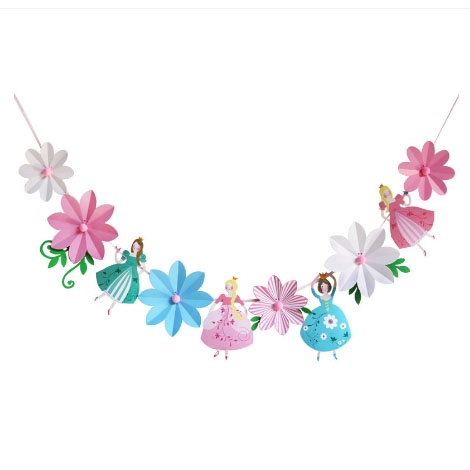banner ballet princess flower dekorasi acara pesta ulang tahun / banner happy birthday princess anak