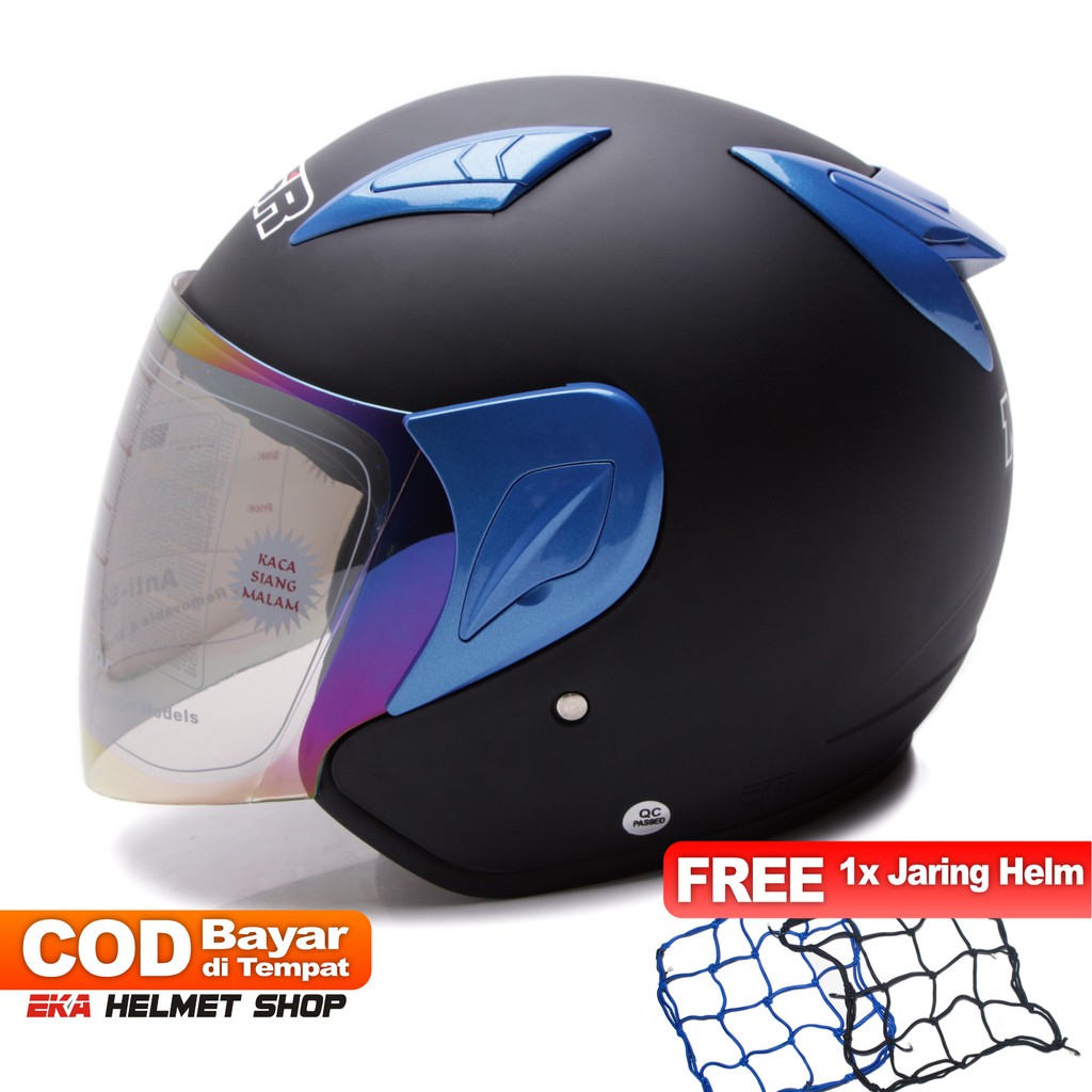 [Helm Dewasa] MSR Helmet Javelin - Hitam Doff Biru + Promo Gratis Jaring Helm