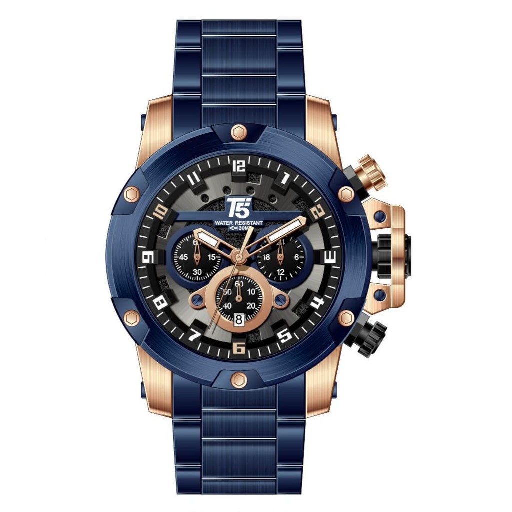 Jam Tangan Pria Chrono Stopwatch T5 H3760G 3760 Original