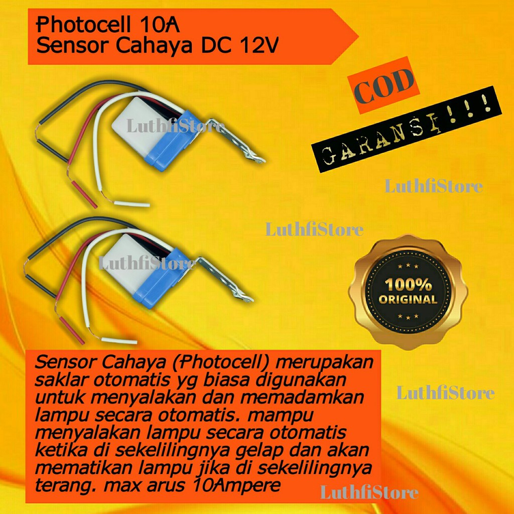 Sensor Cahaya Photo Foto Cell 10A DC 12V Photocell 10A Saklar Otomatis