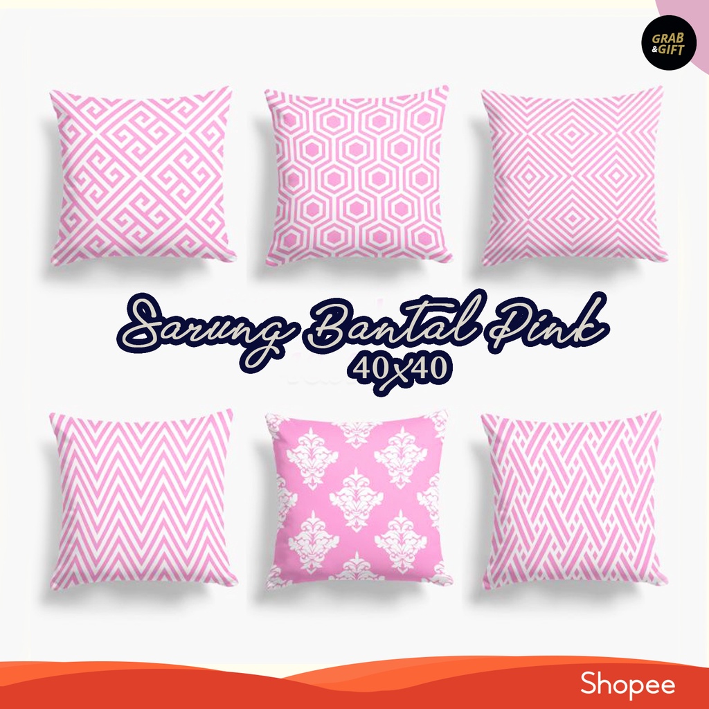 SARUNG Bantal Sofa Pink Abstrak 40X40cm Cushion Pillow