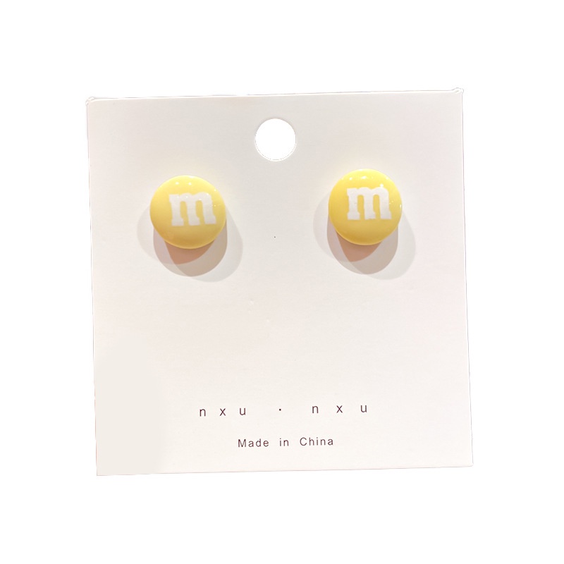 Candy Jewelry Fashion M Beans Stud Earrings Colorful Ear Studs Mini Round Earring for Women and Girls Green Blue Yellow Pruple