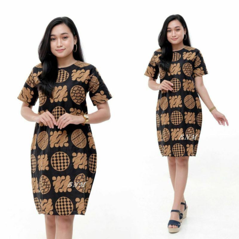 TUNIK BATIK WANITA MOTIF SONGKET KOMBINASI KOTAK l LIRIS RESPATI GARIS SERAGAM BATIK
