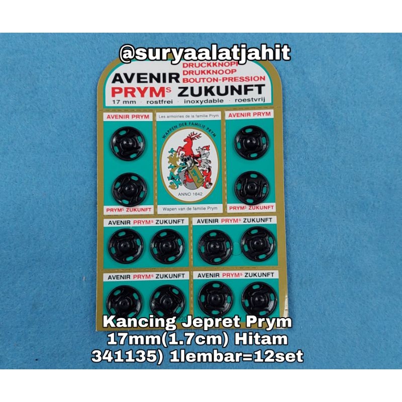 Kancing jepret Prym 17mm (341135) Hitam @1lbr =rp.30.000/12set