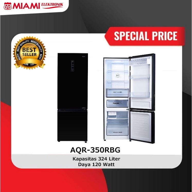 Kulkas Aqua 2Pintu 324 Liter AQR-350RBG / Bottom Freezer Aqua AQR350RBG Inverter