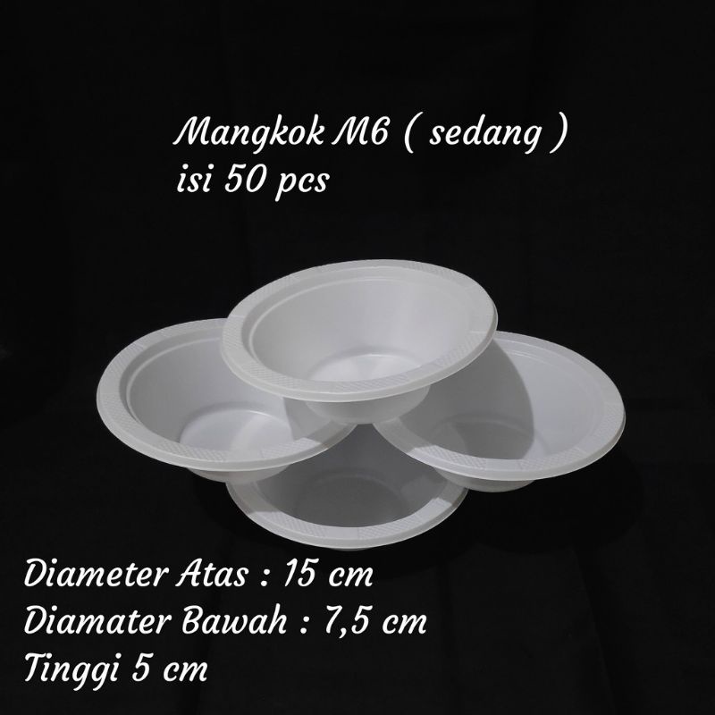 ISI 50PCS Mangkok Plastik Putih Susu / Mangkok Plastik Sekali Pakai