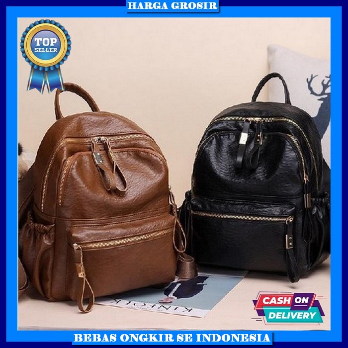 Tas Ransel Sekolah Model Kekinian Murah Perempuan Backpack Punggung Kuliah W2C5 Terbaru Hangout Wani