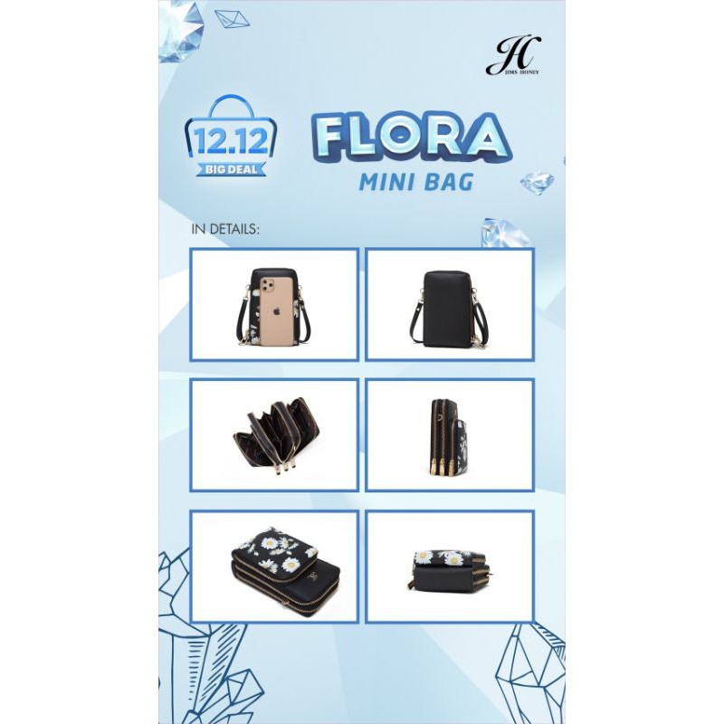 Flora mini bag Jimshoney 100% original tas selempang wanita flora minibag tas hp realpic cod