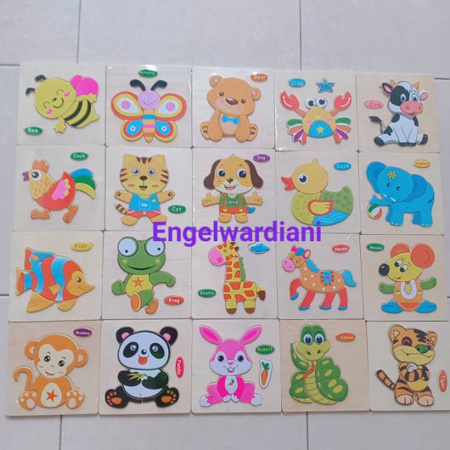 Puzzle kayu kecil Paket 20pcs RANDOM