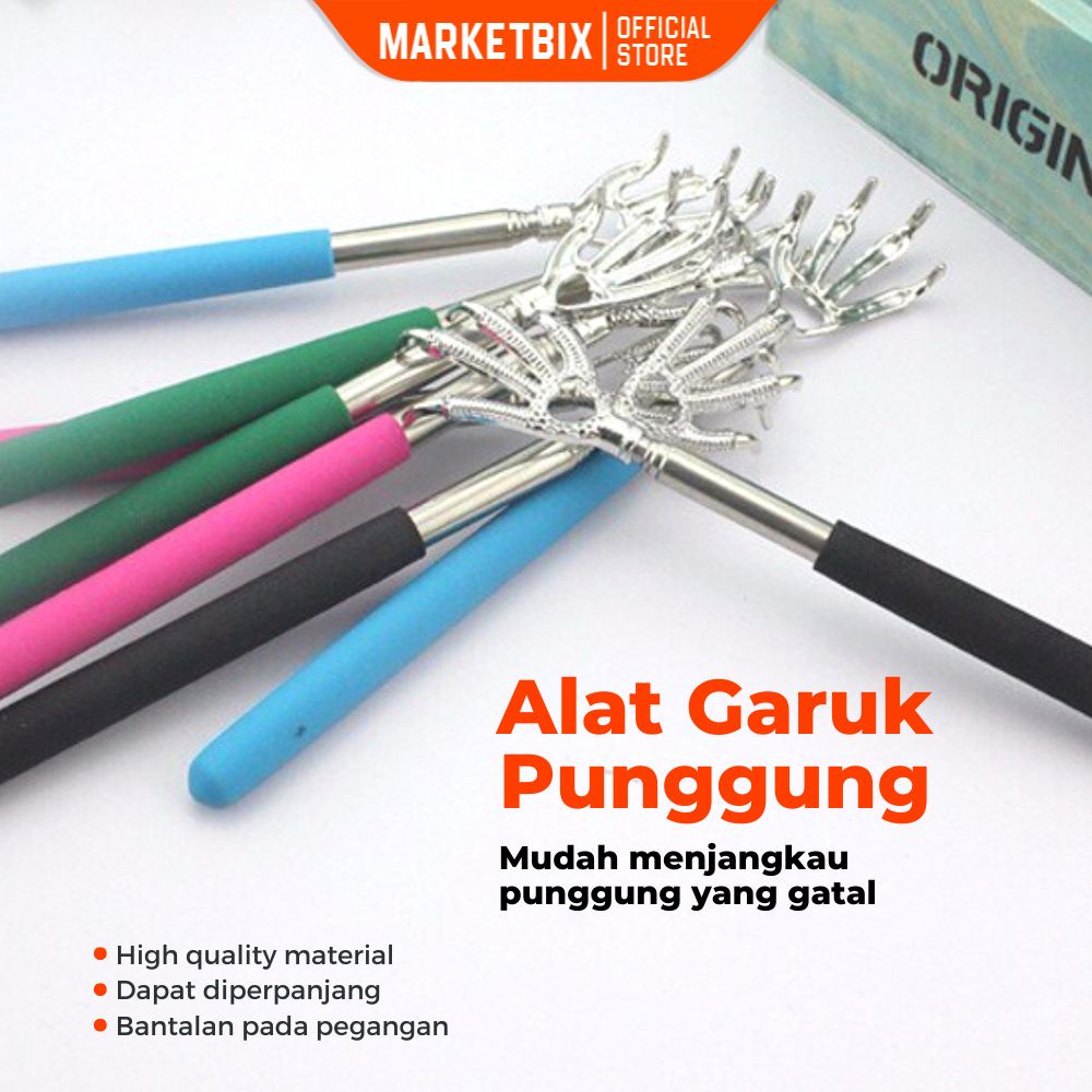 MARKETBIX Alat Garuk Punggung Teleskopik  Scratcher Stainless Steel Praktis Tongkat Garuk Badan