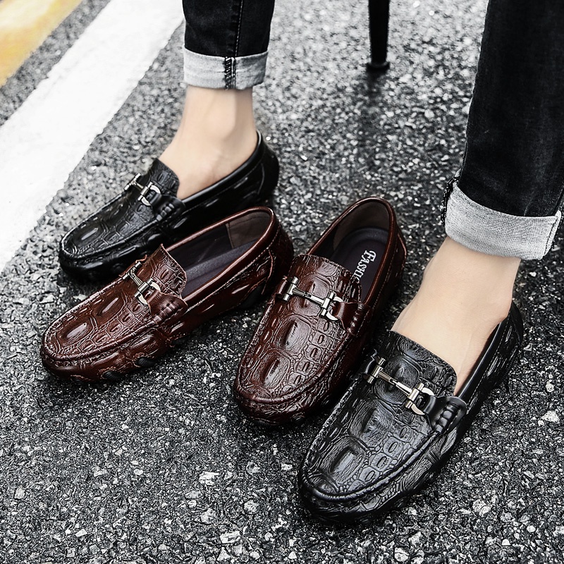 100% ASLI KULIT Sepatu Pantofel Pria Sepatu Motif Kulit Buaya Pentofel Slop Pria Casual Sepatu Slip On Formal Kerja Kantor 107