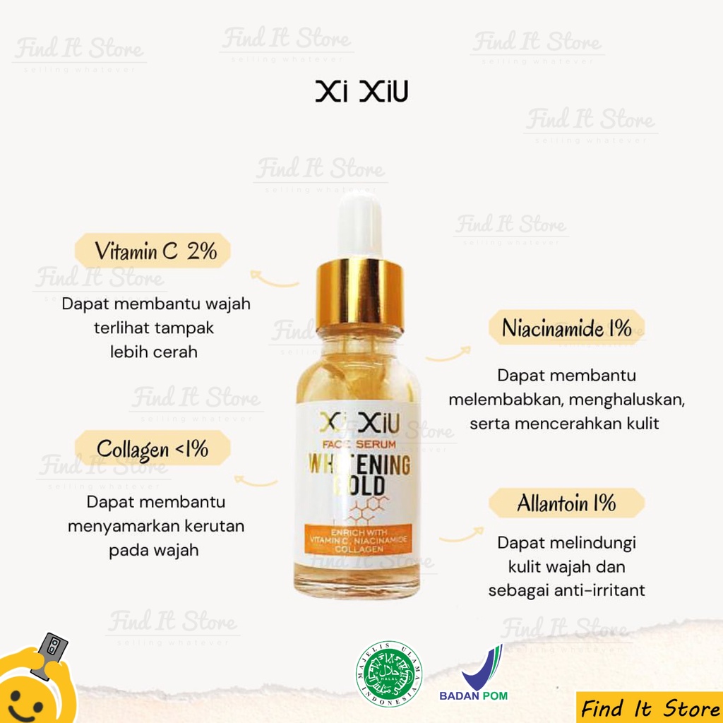 Xi Xiu Face Serum | Whitening Gold | Acne Serum | Vitamin C BPOM Niacinamide Brightening Moisturizing