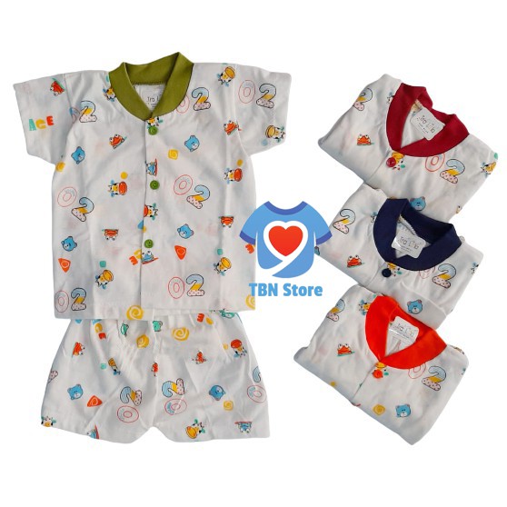 Setelan baju BAYI celana pendek kancing depan TRALALA